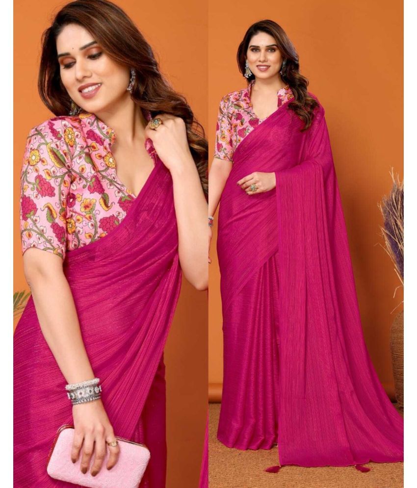     			SARIK  FASHION Silk Solid Saree With Blouse Piece ( Pink , Pack of 1 )