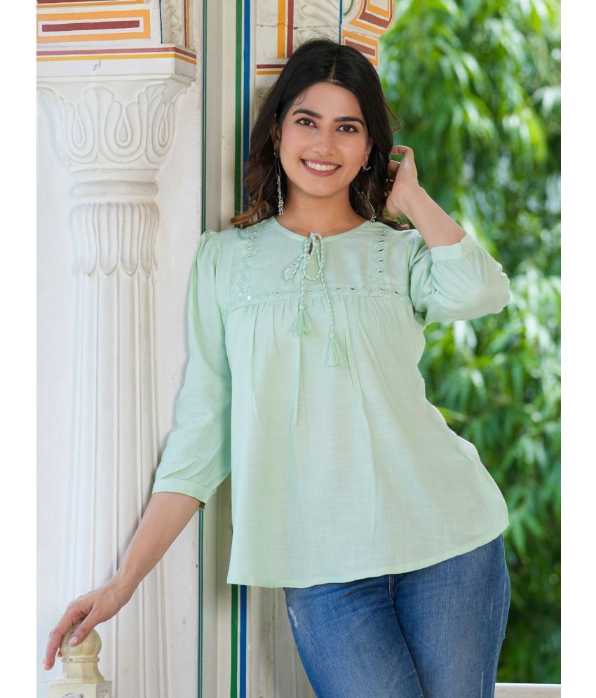     			Yash Gallery Green Rayon Women's Regular Top ( Pack of 1 )