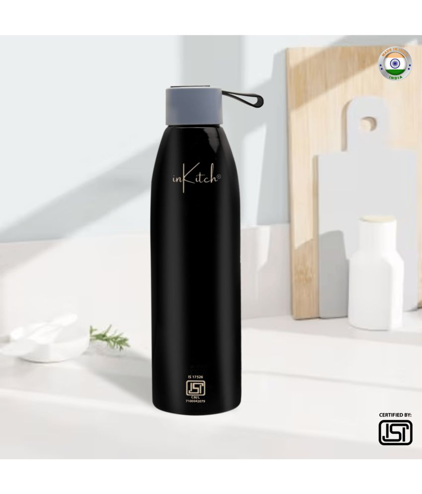     			inKitch ISI Certified Double Wall Vacuum Water Bottle Black Steel Water Bottle 750 mL ( Set of 1 )