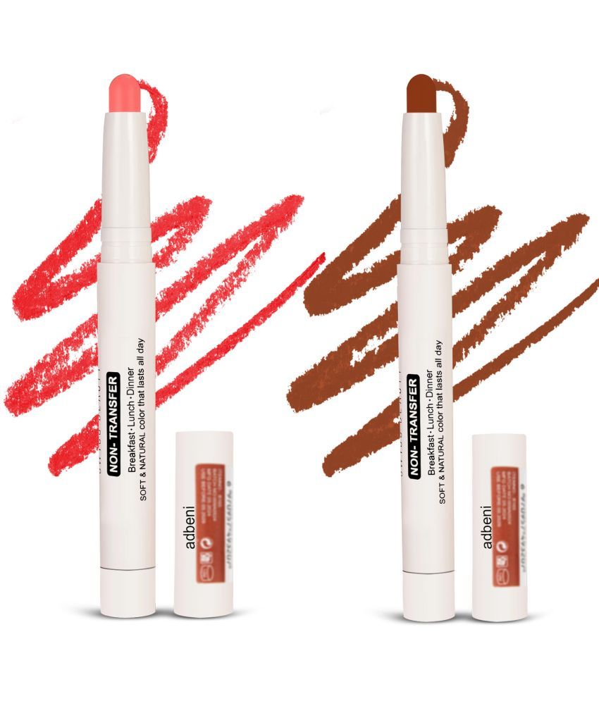     			Adbeni Chocolate,Pink Matte Lipstick Non-Transfer Long Lasting Lip Crayon 2Pc 3.8g