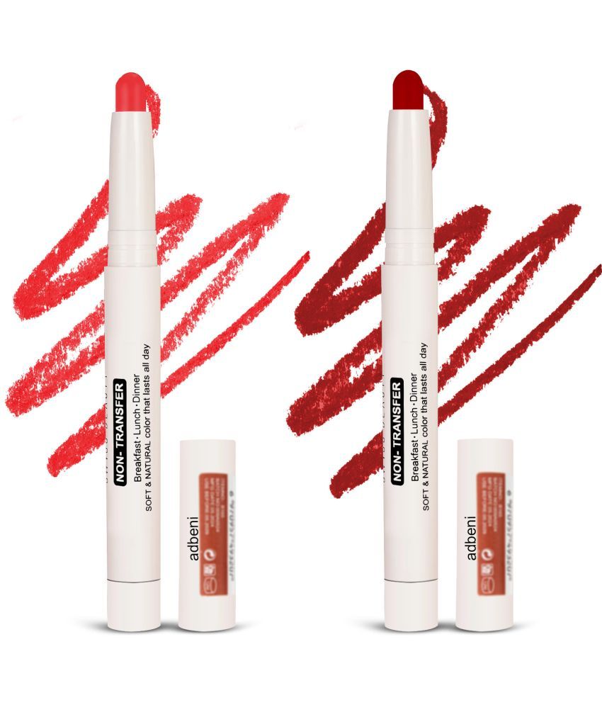     			Adbeni Wine,Red Matte Lipstick Non-Transfer Long Lasting Lip Crayon 2Pc 3.8g