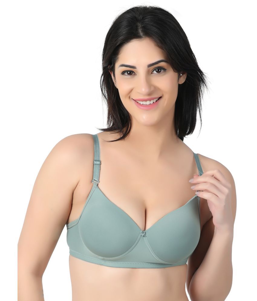     			Arc de Shapes Pack of 1 Nylon Lightly Padded T-Shirt Bra For Women ( Green )