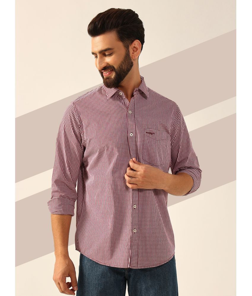     			ENSPYR 100% Cotton Regular Fit Checks Full Sleeves Men's Casual Shirt - Maroon ( Pack of 1 )