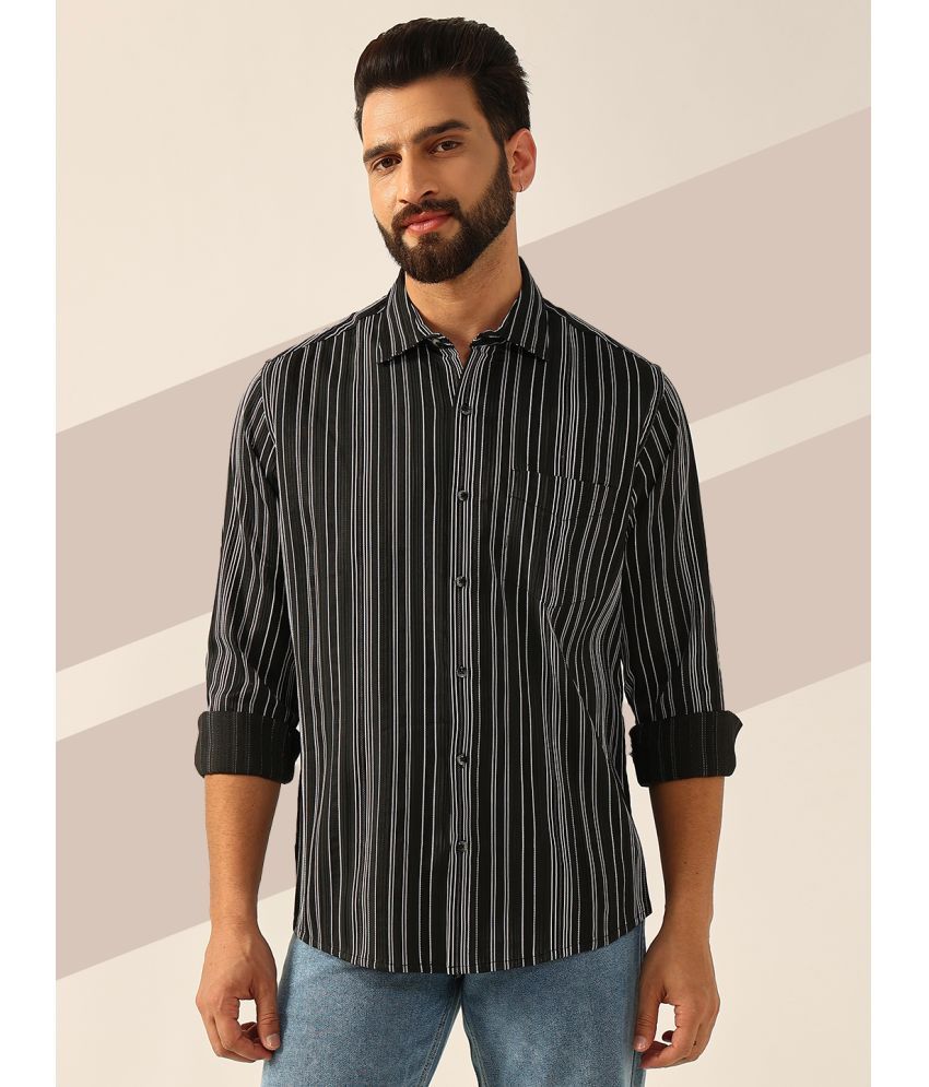     			ENSPYR 100% Cotton Regular Fit Striped Full Sleeves Men's Casual Shirt - Black ( Pack of 1 )