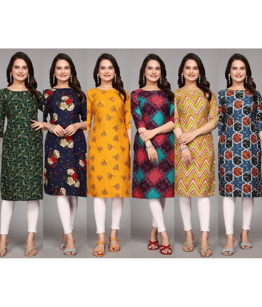     			KALAVRITTA Pack of 6 Crepe Printed Straight Women's Kurti - ( Multicolor5 )