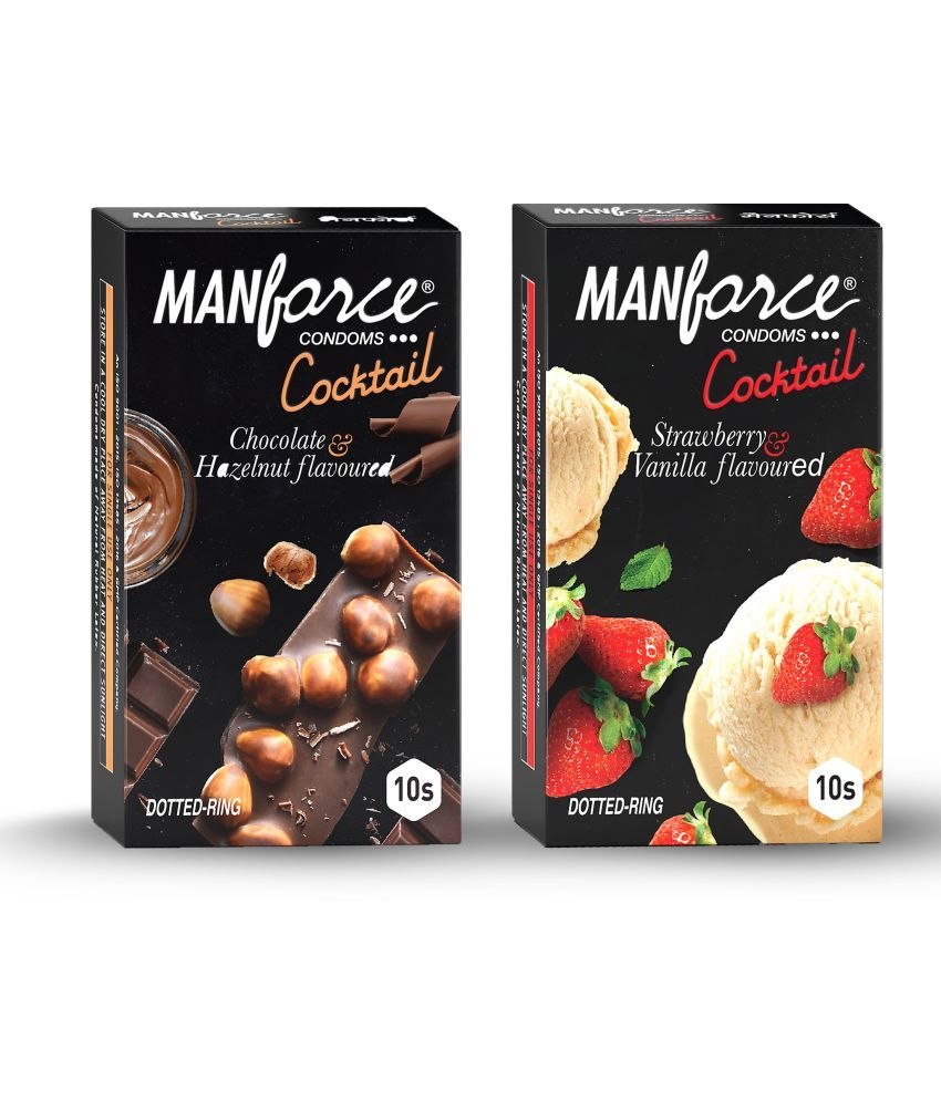     			MANFORCE Cocktail Combo Pack (Hazelnut & Chocolate and Strawberry & Vanilla) Condom (Set of 2 20 Sheets)