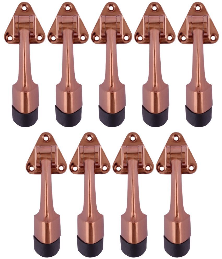     			Malaikah Triangle Rose Gold Heavy Duty Gate Stopper for The Door with Rubber Grip 5-Inch Long Door Stopper for Wooden Door, Door Mounted, Pack Of 9