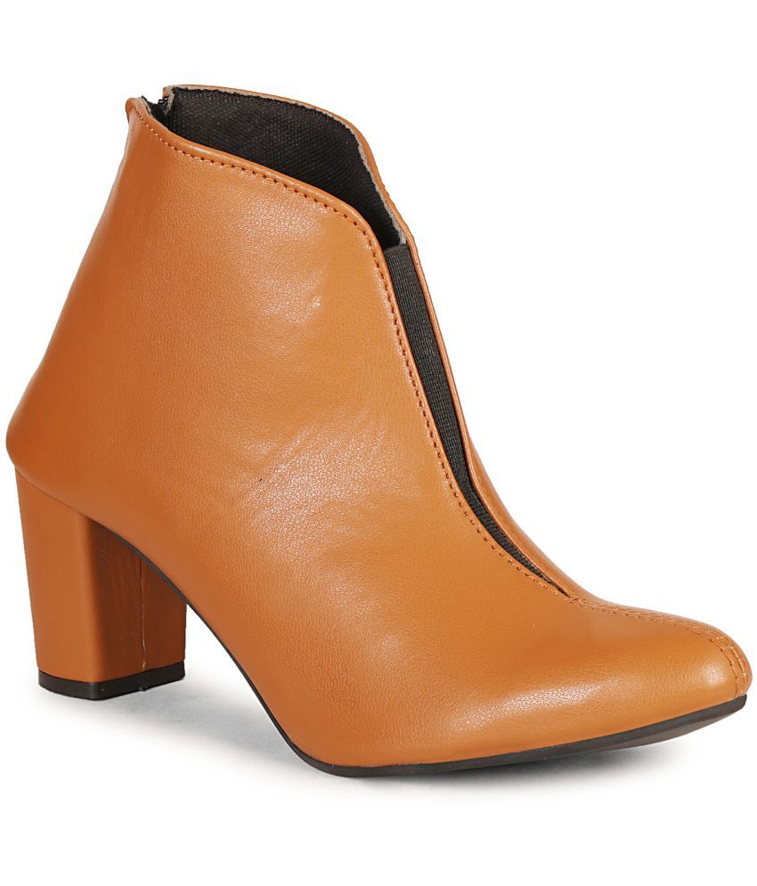     			Saheb Tan Women's Ankle Length Boots