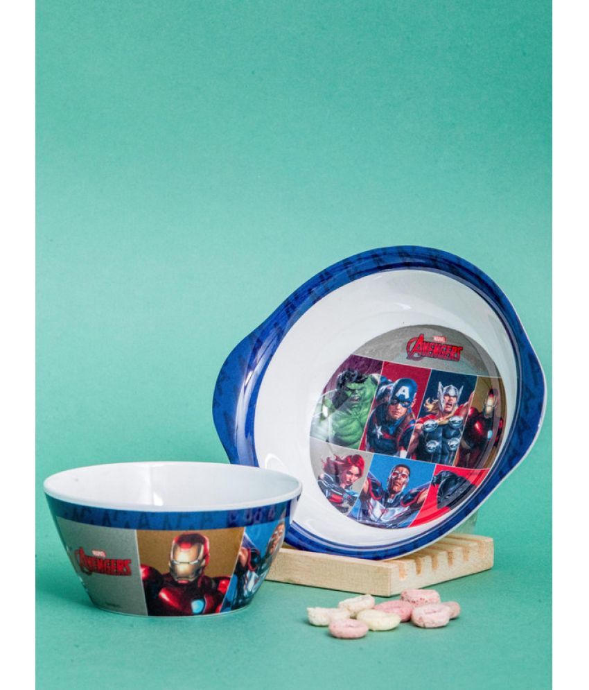     			Servewell Bowl and Cone Bowl - Avengers Printed Melamine Dinner Set ( Pack of 2 ) White