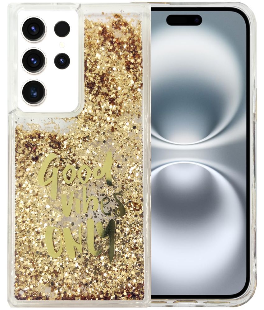     			Shining Stars Gold Printed Back Cover Silicon Compatible For Samsung Galaxy S24 Ultra ( Pack of 1 )