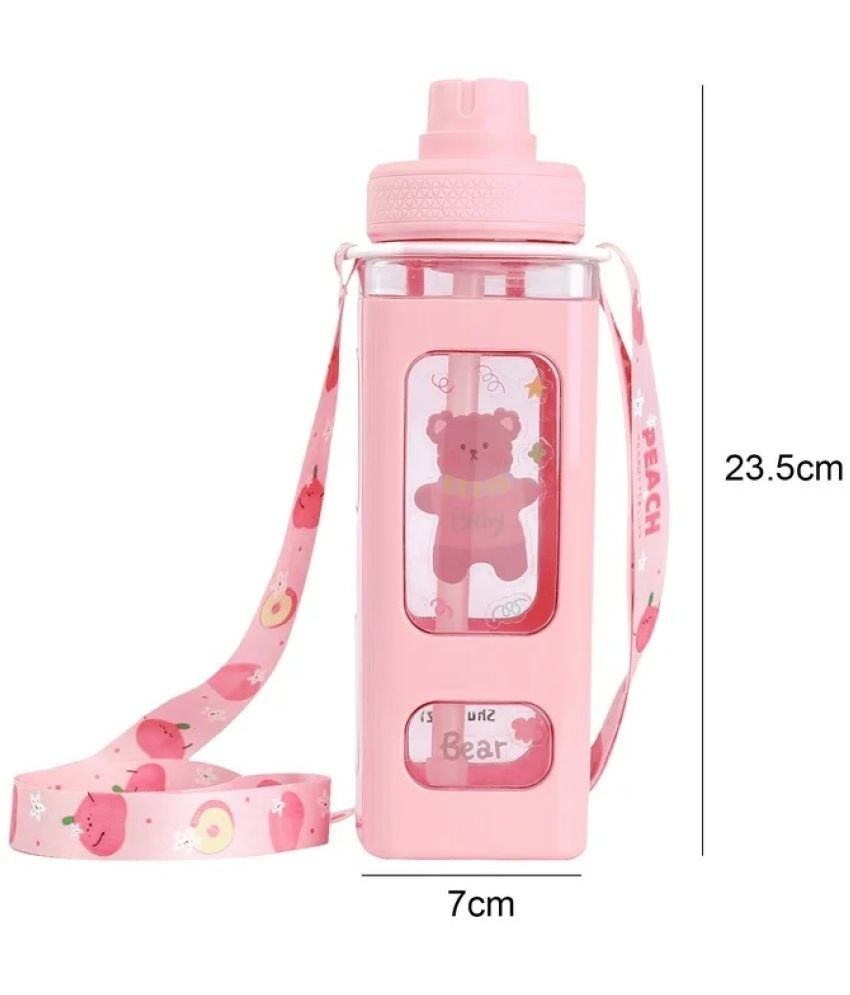     			Stysol Square bottle set of 1 Pink Plastic Fridge Water Bottle 1000 mL ( Set of 1 )