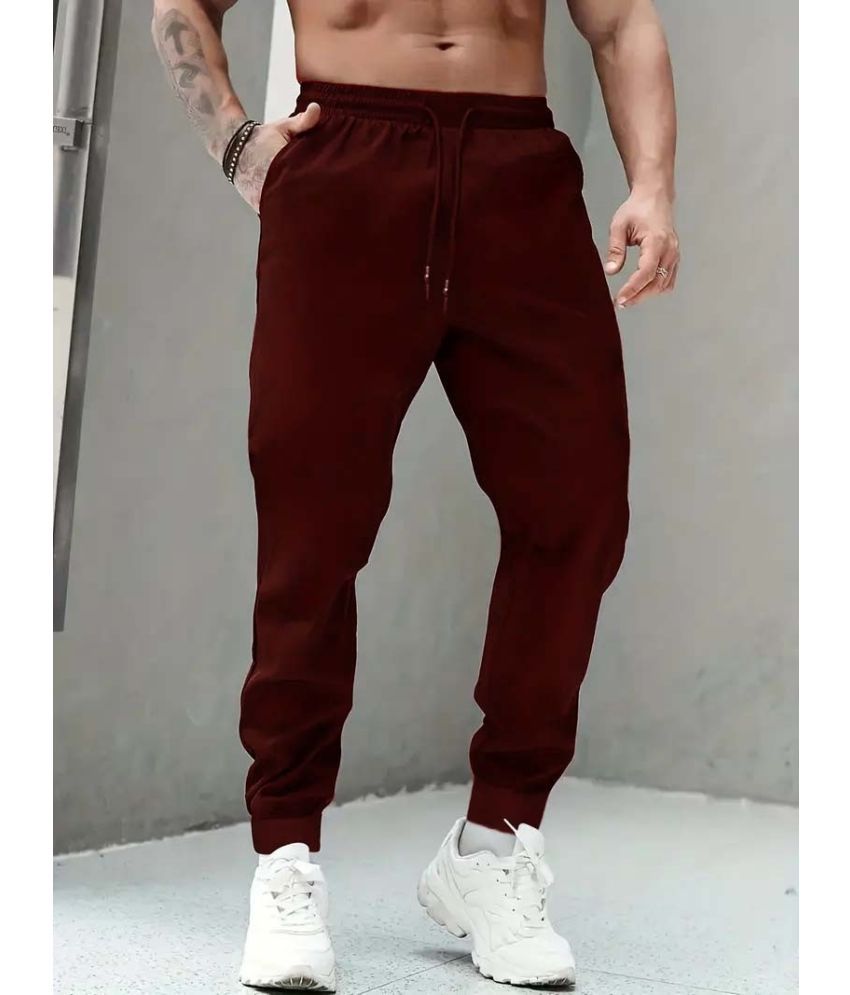     			THE PLANET COOL Maroon Lycra Men's Joggers ( Pack of 1 )