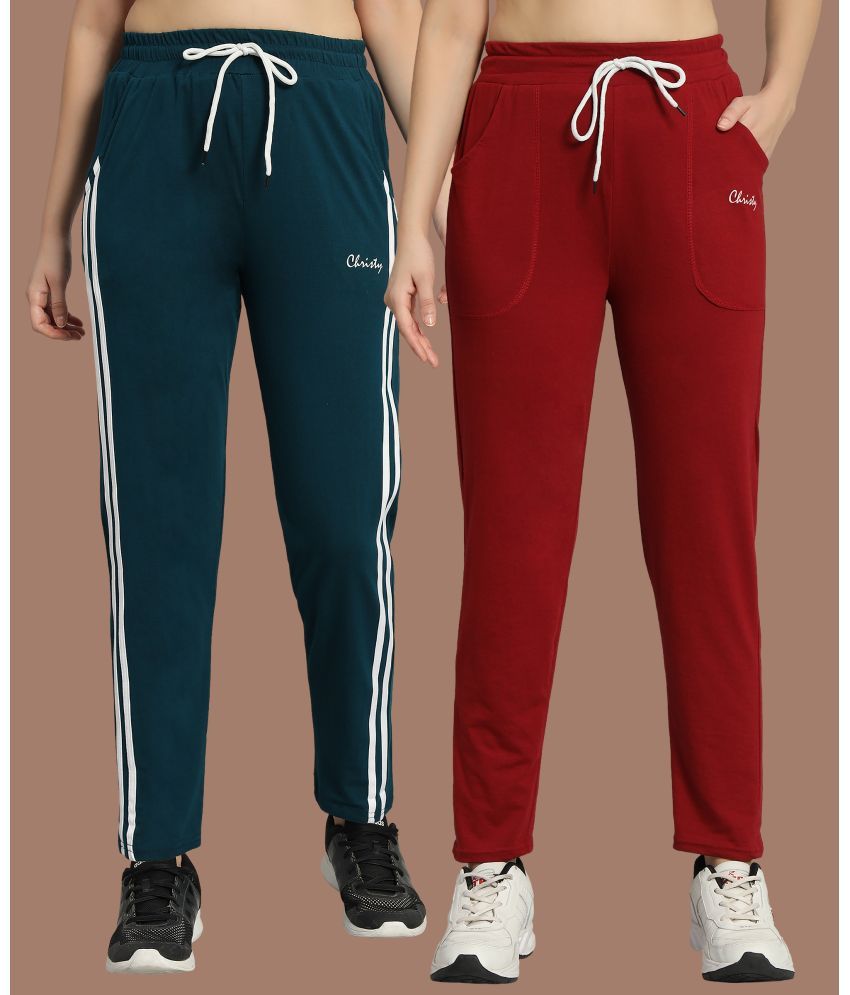     			Christy World Multicolor 1 Cotton Women's Running Trackpants ( Pack of 2 )