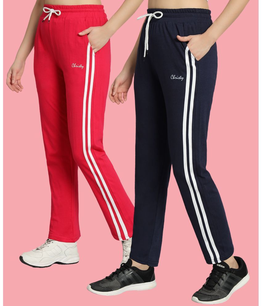     			Christy World Multicolor 3 Cotton Women's Running Trackpants ( Pack of 2 )