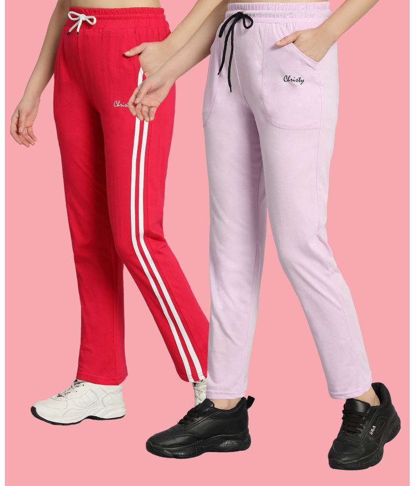     			Christy World Multicolor Cotton Women's Running Trackpants ( Pack of 2 )