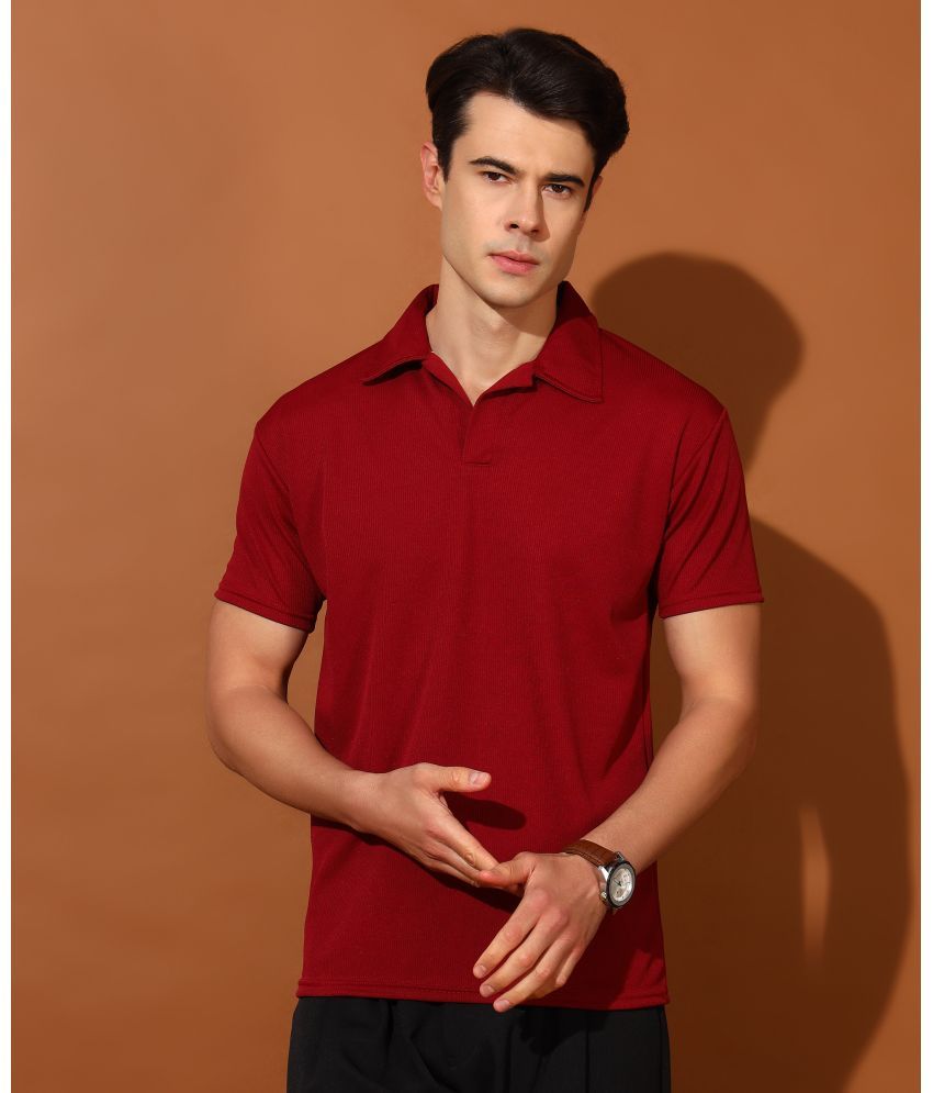     			Christy World Pack of 1 Polyester Regular Fit Solid Half Sleeves Men's Polo T Shirt ( Maroon )