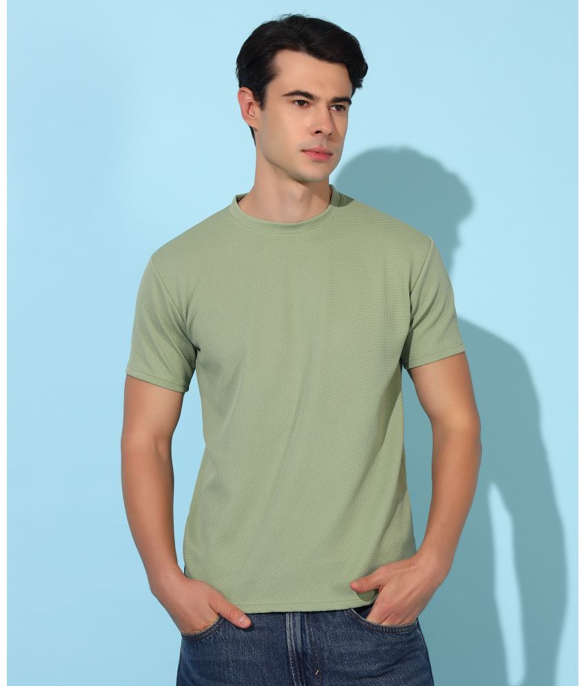     			Christy World Polyester Regular Fit Self Design Half Sleeves Men's Round T-Shirt - Light Green ( Pack of 1 )