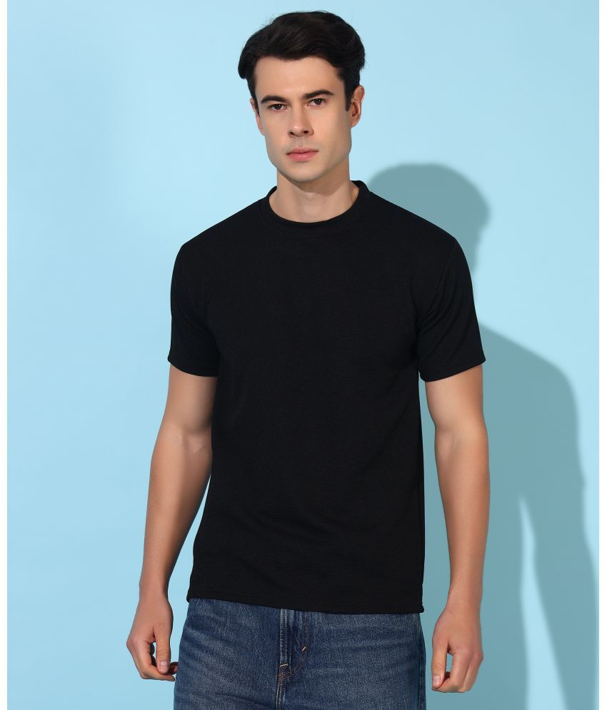     			Christy World Polyester Regular Fit Solid Half Sleeves Men's Round T-Shirt - Black ( Pack of 1 )