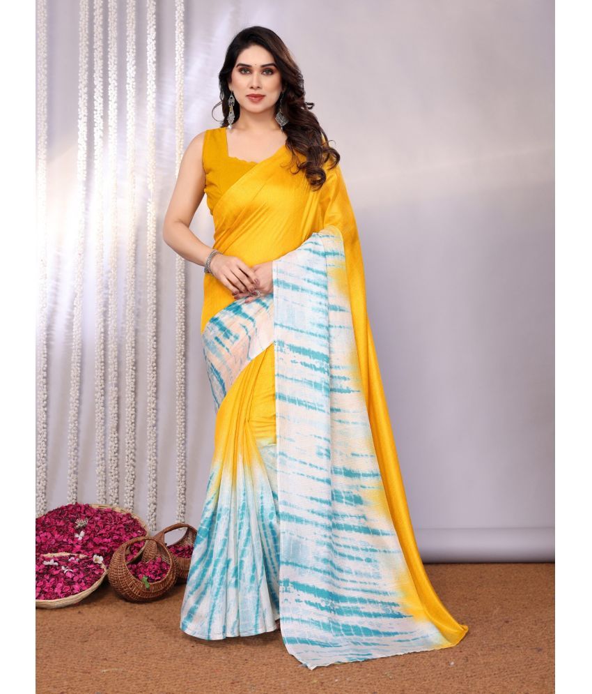     			DIKONA DESIGNER Cotton Printed Saree With Blouse Piece ( Yellow , Pack of 1 )