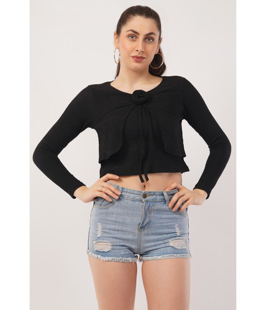     			Deshi Girl Black Cotton Blend Women's Crop Top ( Pack of 1 )