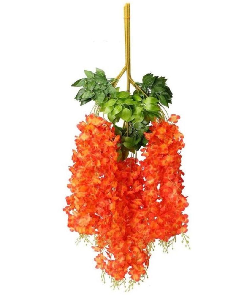     			Green plant indoor - Orange Wild Artificial Flowers Bunch ( Pack of 12 )