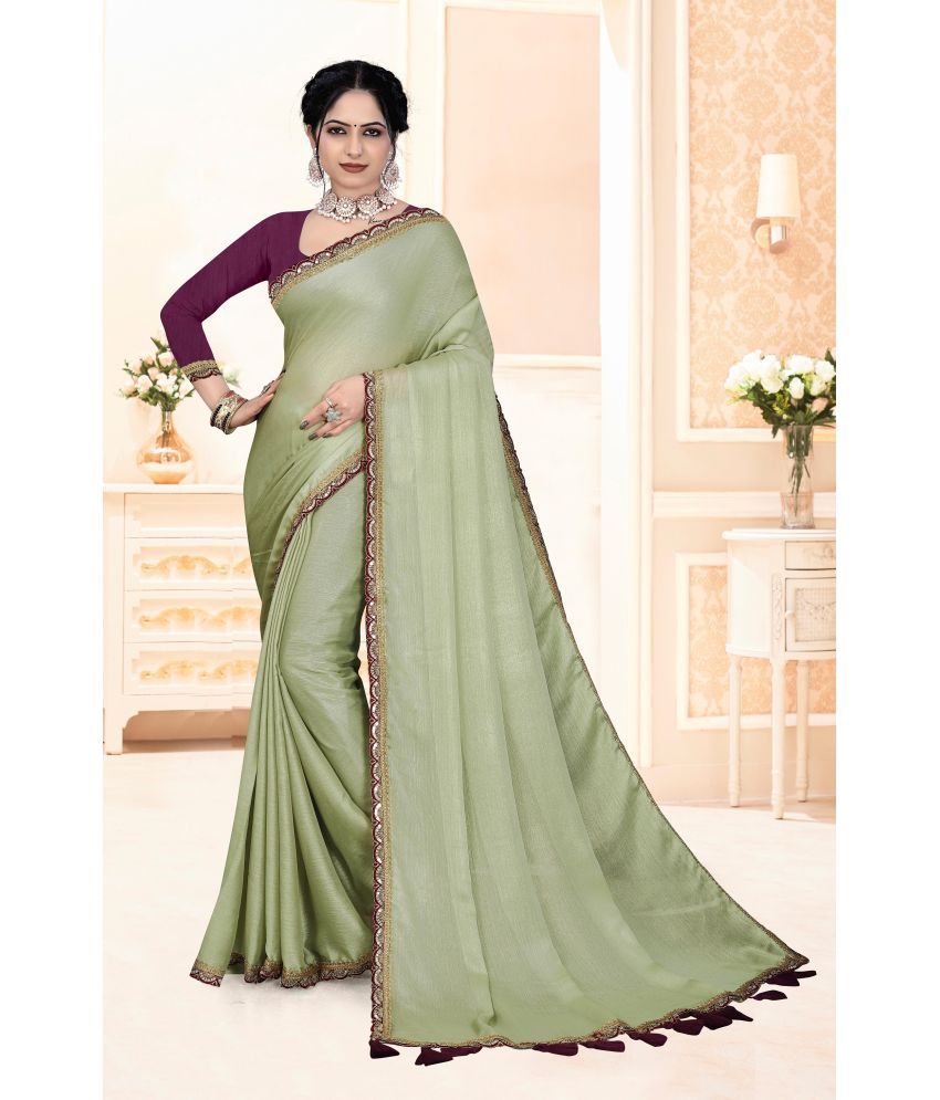     			Kalpana Creation Chiffon Solid Saree With Blouse Piece ( LightGreen , Pack of 1 )