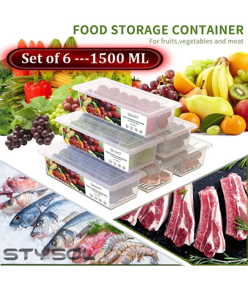     			Stysol Fridge Container Plastic White Food Container ( Set of 6 )