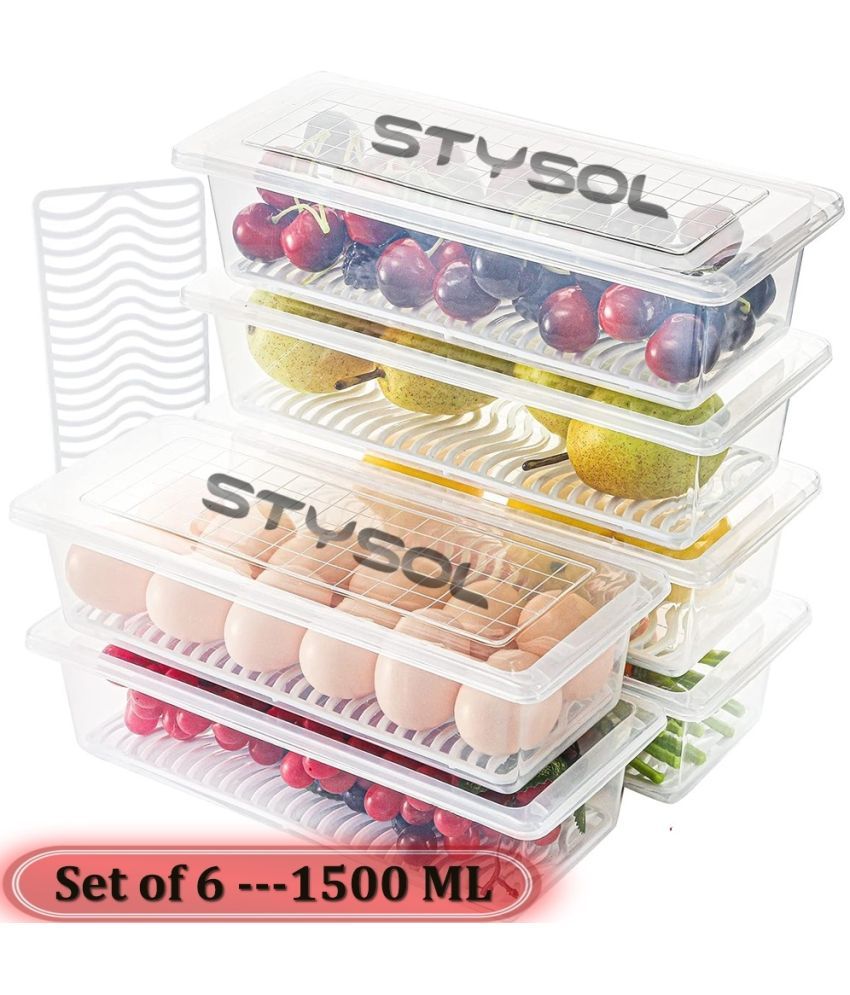     			Stysol Fridge Container Plastic White Food Container ( Set of 6 )