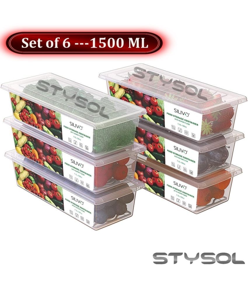     			Stysol Fridge Container Plastic White Food Container ( Set of 6 )