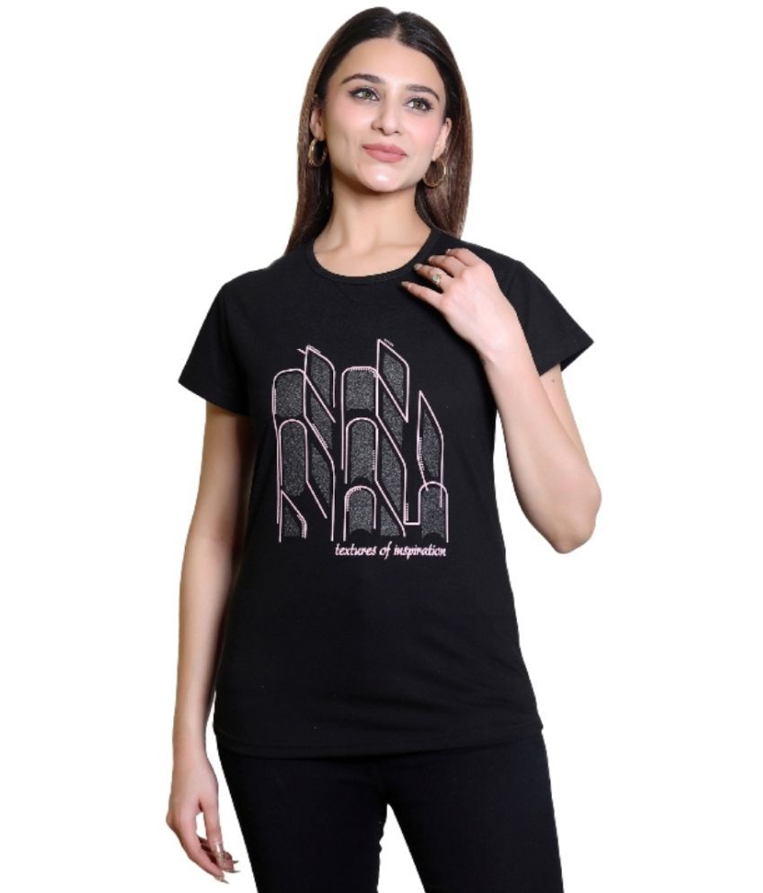     			Whyme Fashion Pack of 1 Cotton Women's T-Shirt ( Black )