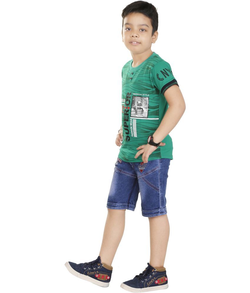     			vanraj Pack of 1 Boys Cotton Blend T-Shirts & Shorts Set ( Multicolor 1 )