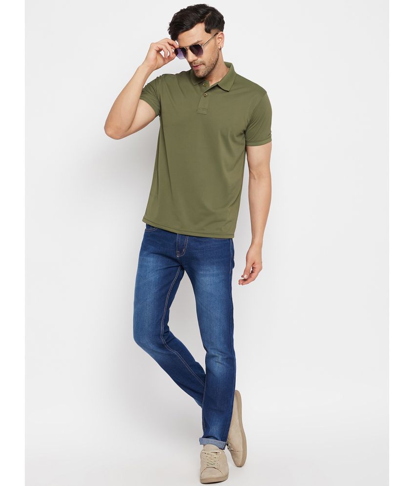     			98 Degree North Pack of 1 Polyester Regular Fit Solid Half Sleeves Men's Polo T Shirt ( Olive )