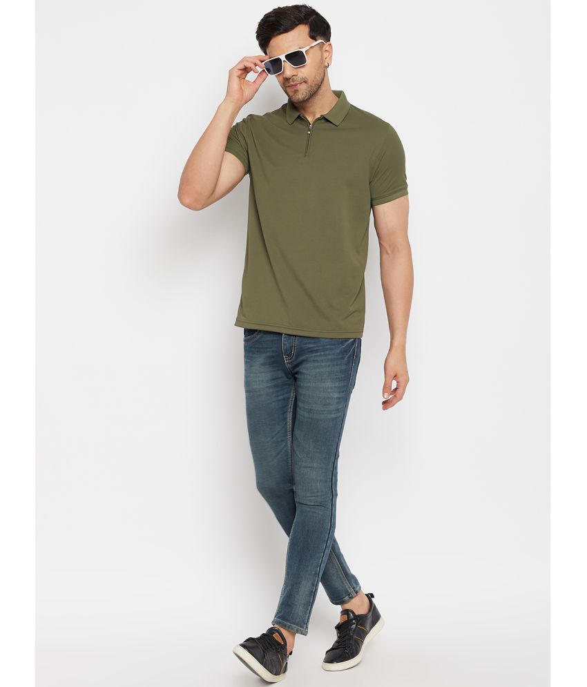     			98 Degree North Pack of 1 Polyester Regular Fit Solid Half Sleeves Men's Polo T Shirt ( Olive )