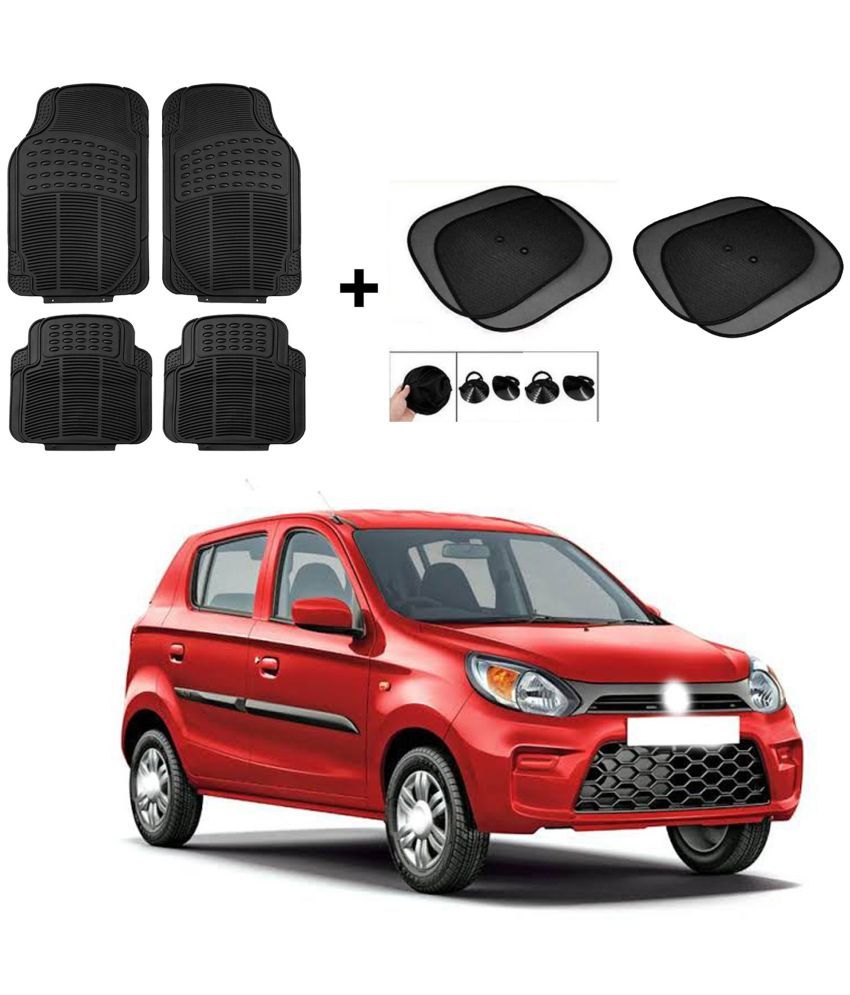     			ARLOOK Car Rubber Foot Mat (Set Of 4) + Sunshades (Set Of 4) For Maruti Suzuki Alto (All Models)