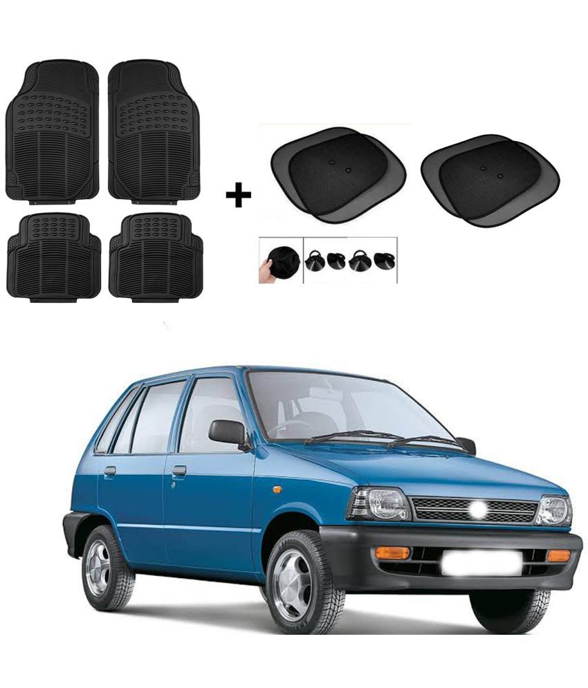     			ARLOOK Car Rubber Foot Mat (Set Of 4) + Sunshades (Set Of 4) For Maruti Suzuki 800 (All Models)