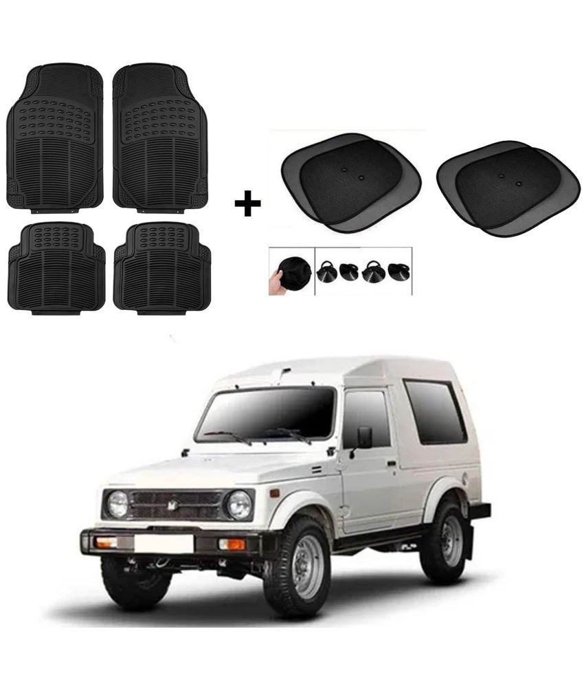     			ARLOOK Car Rubber Foot Mat (Set Of 4) + Sunshades (Set Of 4) For Maruti Suzuki Gypsy (All Models)