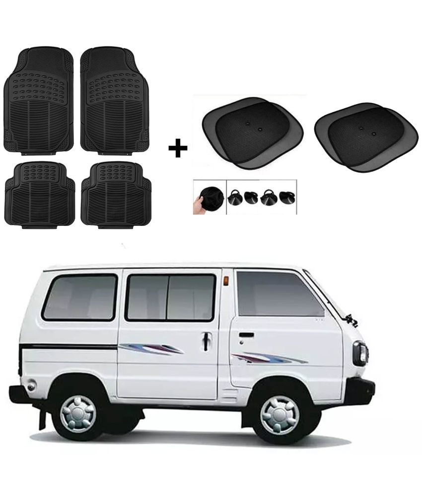     			ARLOOK Car Rubber Foot Mat (Set Of 4) + Sunshades (Set Of 4) For Maruti Suzuki Omni (All Models)