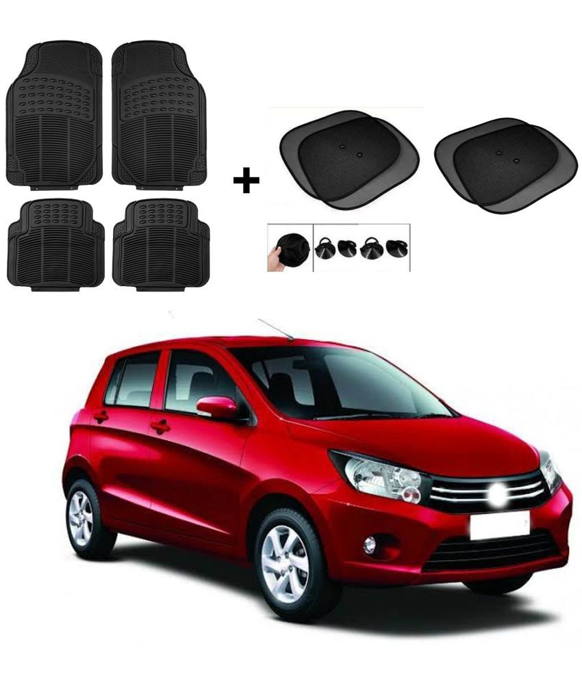     			ARLOOK Car Rubber Foot Mat (Set Of 4) + Sunshades (Set Of 4) For Maruti Suzuki Celerio (All Models)