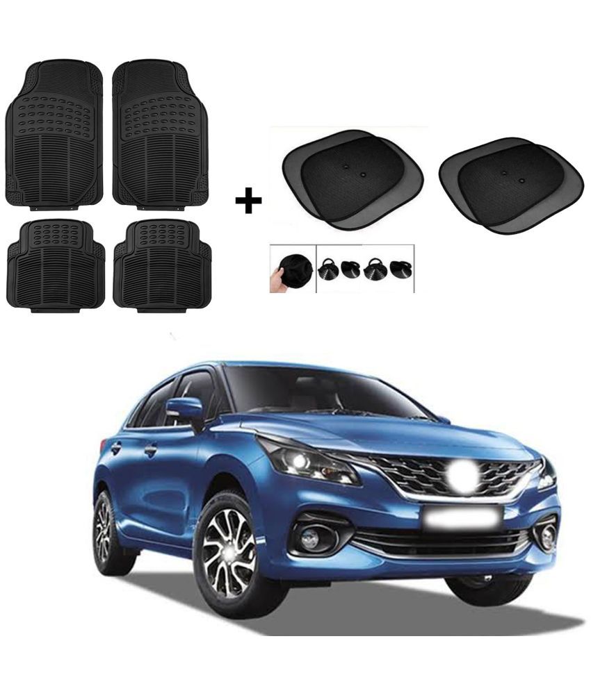     			ARLOOK Car Rubber Foot Mat (Set Of 4) + Sunshades (Set Of 4) For Maruti Suzuki Baleno (All Models)