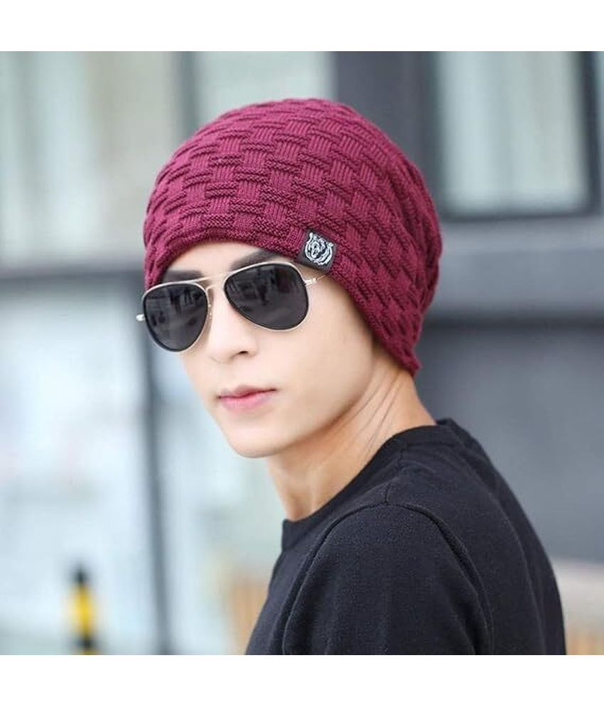     			Alamos Pack of 1 Woollen Men's Cap ( Maroon )