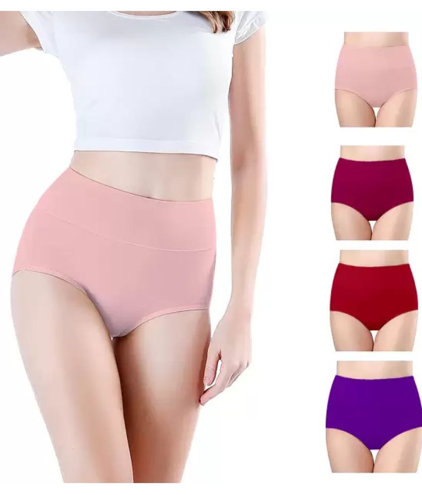     			Bebron Pack of 4 Cotton Lycra Briefs For Women ( Multicolor10 )