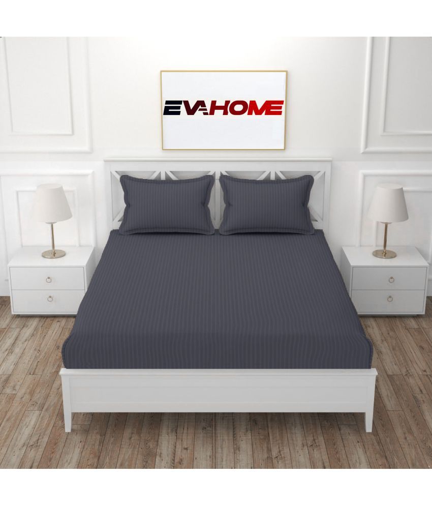     			EVAHOME Cotton 1 Double Queen Bedsheet with 2 Pillow Covers ( Dark Grey )