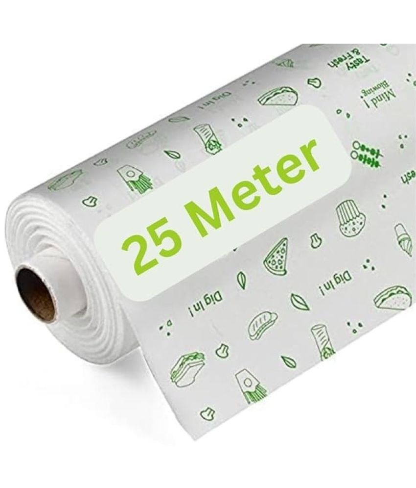     			Freedy 25m Food Wrapping Parchment Paper Roll Roti Paratha Wrap Hygienic Food Grade Butter Paper 25m Roll(Printed White)-D