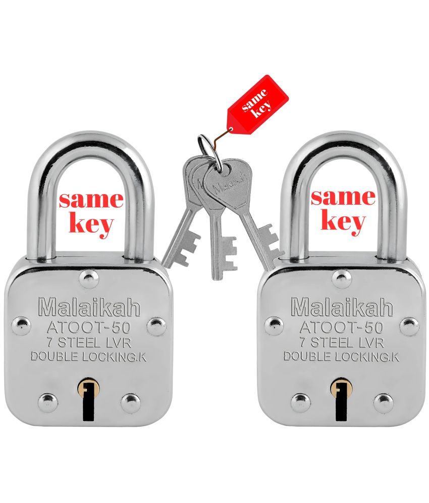     			Malaikah Atoot 50 mm Common Key (Same Key) Padlock, Ideal for Gate, Shutter and Shop, Ideal for Gate, Shutter and Shop Made in Aligarh, India, Pack of 2