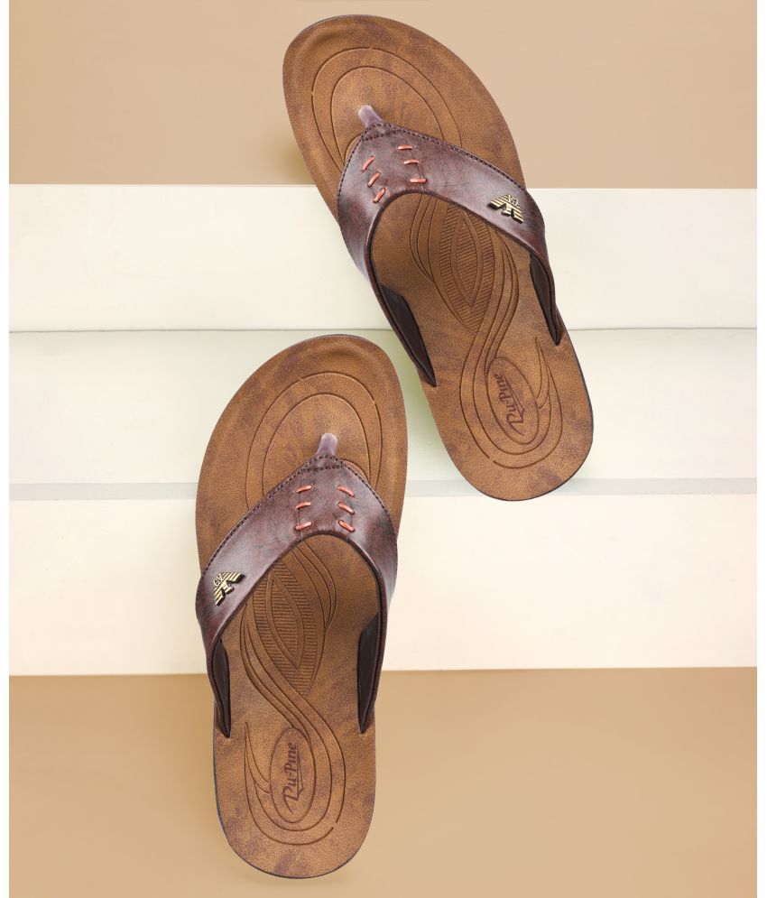     			PUPINE Brown Men's Thong Flip Flop