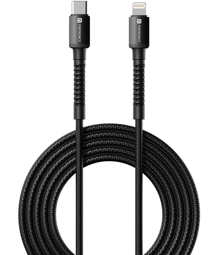     			Portronics Black 3A Lightning Cable 2 Meter