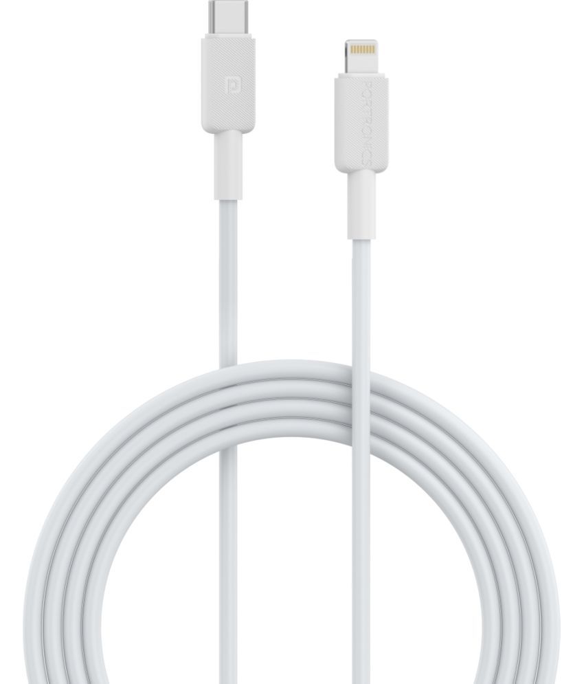     			Portronics White 3A Lightning Cable 1 Meter