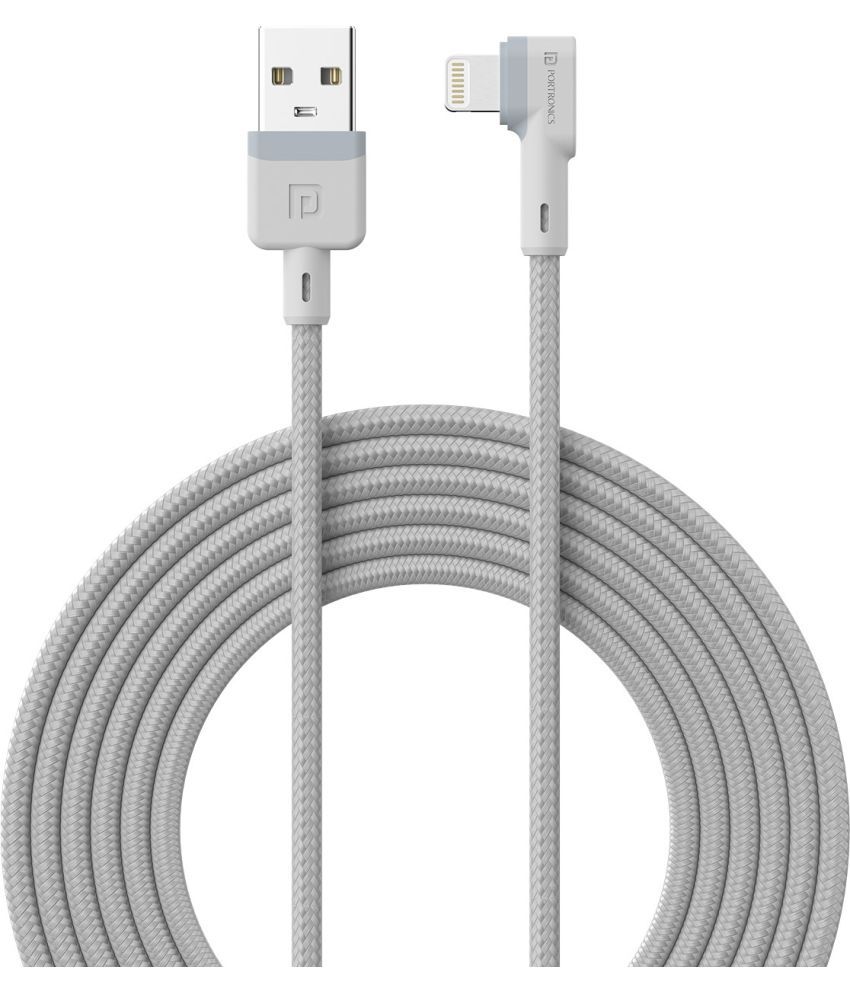     			Portronics White 3A Lightning Cable 2 Meter