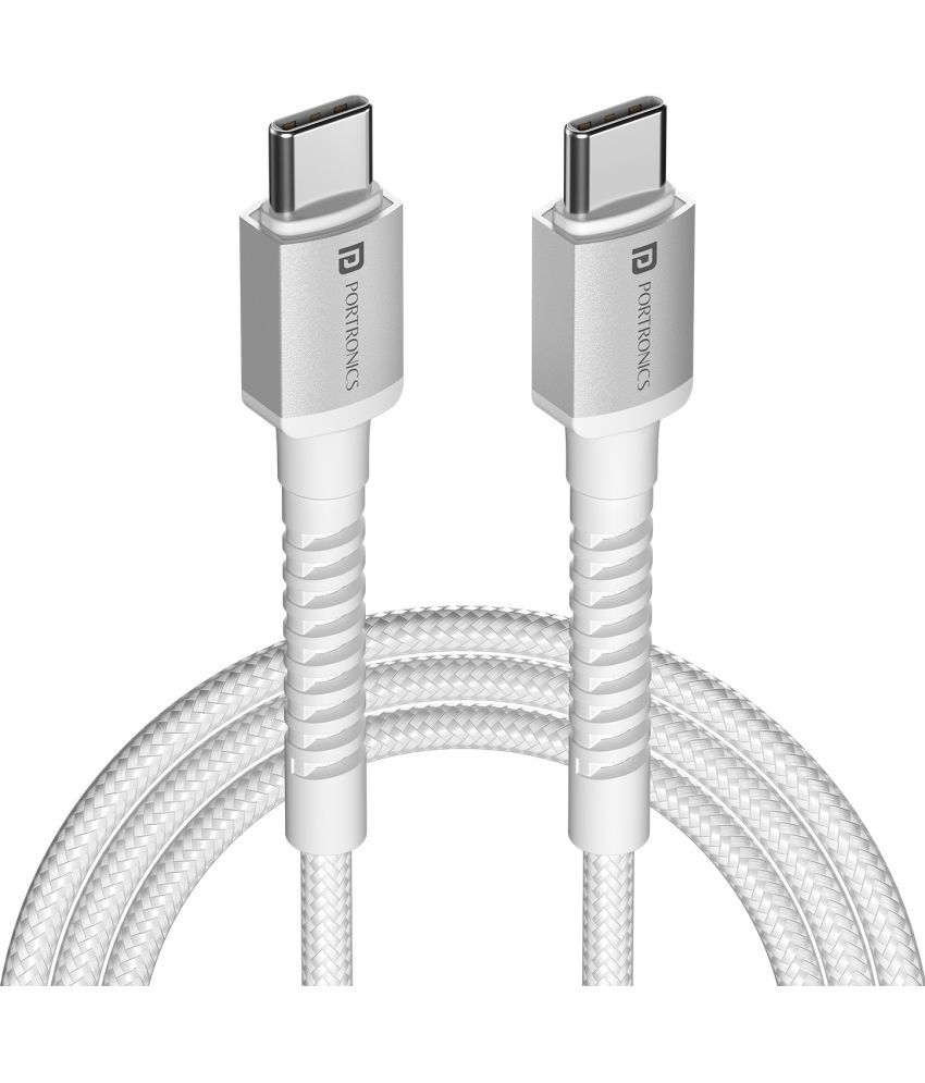     			Portronics White 3A Type C Cable 2 Meter