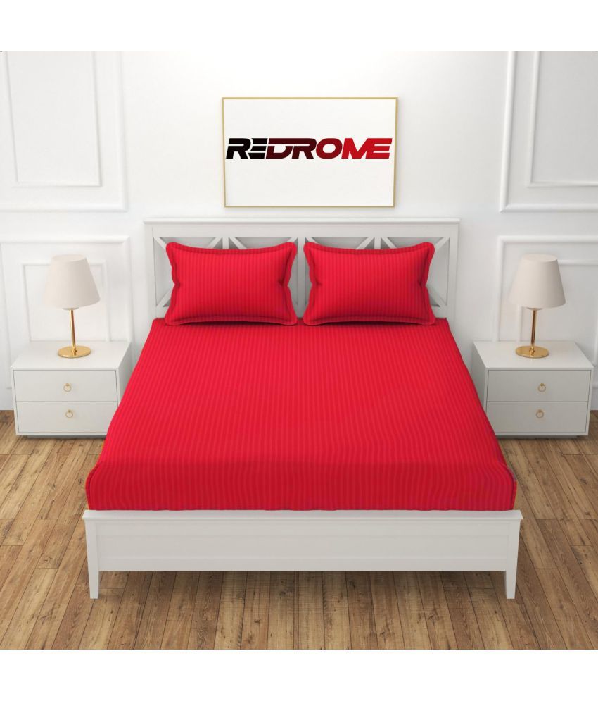     			REDROME Cotton 1 Double Queen Bedsheet with 2 Pillow Covers ( Red )